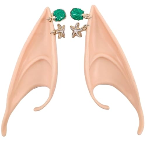 THINCAN Elf Ears for Shell Pendant Cosplay Halloween Silicone Elf Ears Soft Harmless False Ears Props Fairy Angel Dress Up Cosp von THINCAN