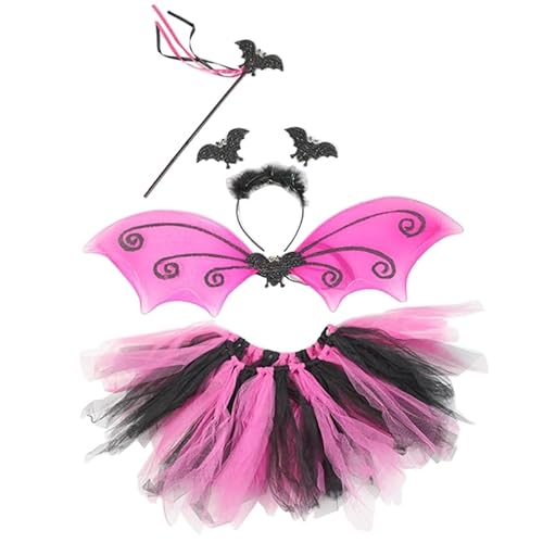 THINCAN Halloween Bat Costume Set Wing Tutu Skirt Wand Bat Eye Mask Headband for Kids von THINCAN