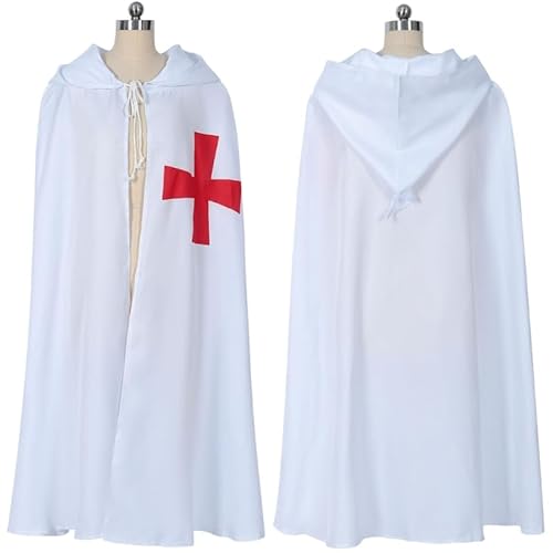 THINCAN Halloween Cosplay Cloak Medieval Cosplay Cape White/Black Hoodie Cloak von THINCAN