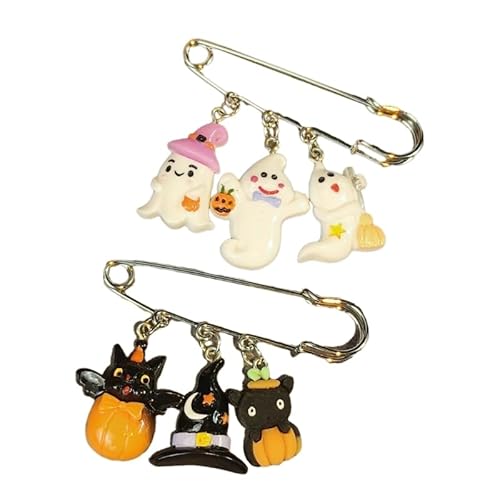 THINCAN Halloween Pins Safety Decorative Pin Safety Pin Brooch with Pumpkin Pendant Clasp Pin for Clothing Scarves Shawl Jewelry von THINCAN