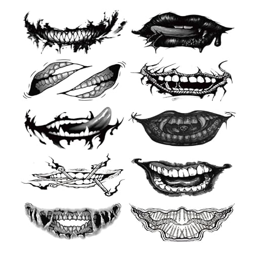 THINCAN Halloween Tattooed Mouth Makeup Stickers for Halloween Festival Party Outfit Set von THINCAN