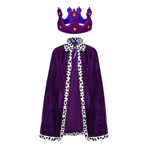 THINCAN King Robe Costume with Crown, Halloween Cospaly Costume King Cape King Robe von THINCAN