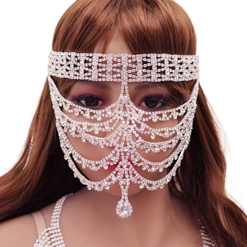 THINCAN Kristall Klaue Kette Schleier Gesicht Maske für Strass Kette Nachtclub Dance Party Cos von THINCAN