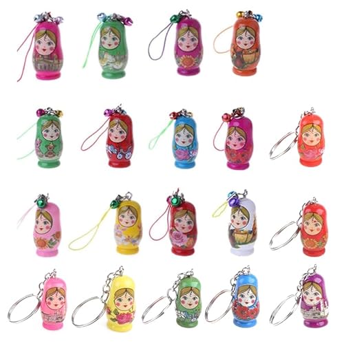 THINCAN Mini Russische Puppe Hängender Anhänger Buntes Nesting für Puppen Ornament Handbemaltes Spielzeug Telefon Dekoration Klammer für Puppe von THINCAN