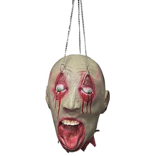 THINCAN Scary Props Bloody Dead Body Part Halloween Hanging Dead Head with Chain von THINCAN