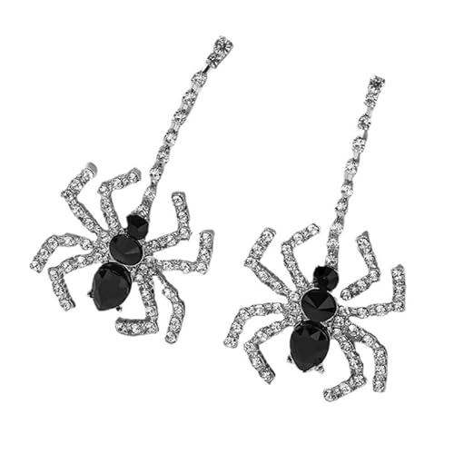 THINCAN Spiders Earrings For Women Girls Gothic Long Black Cubic Rhinestones Dangle Drop von THINCAN