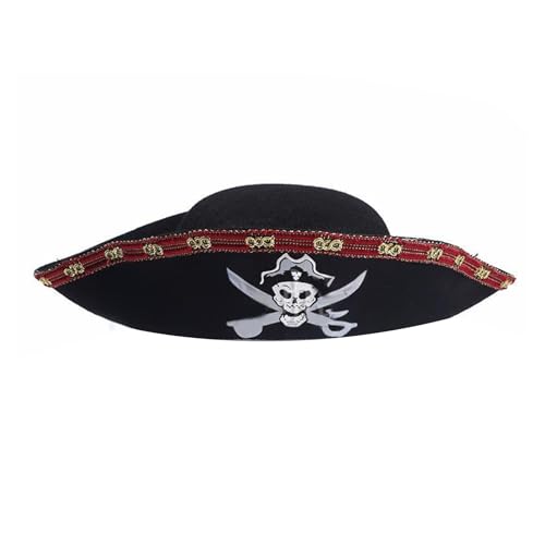 THINCAN Tricorne Hut Bühnenshows Captain Hut Halloween Rollenspiel Hut Kopfbedeckung Piraten Kostüm Hut für Bühnenkünstler von THINCAN