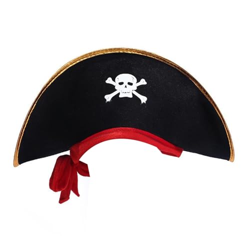 THINCAN Tricorne Hut Bühnenshows Captain Hut Halloween Rollenspiel Hut Kopfbedeckung Piraten Kostüm Hut für Bühnenkünstler von THINCAN