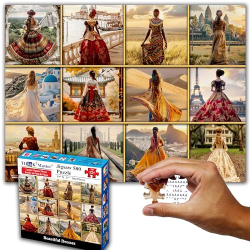 Think2Master Schöne Kleider aus der ganzen Welt, 500 Teile, großformatiges Puzzle für Kinder ab 12 Jahren, Jugendliche, Erwachsene und Familien. Elegante Kleider, lebendige Farben, kulturelle Kunst, von THINK2MASTER