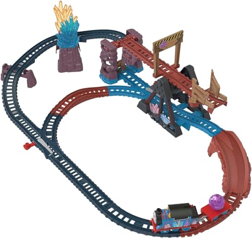 Fisher-Price HMC28 - Thomas & Friends Spielzeugeisenbahn-Set mit motorisiertem Thomas-Zug und Kippbrücke, 2,5 meter Schienen, Kristallhöhlen-Abenteuer-Set, Spielzeg für Kinder ab 3 Jahren von THOMAS & FRIENDS