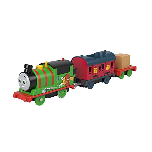 Fisher-Price Thomas Percy Lokomotive motorisierte Lokomotive mit Batteriebetrieb Zug Postzustellung Spielzeug für Kinder 3+ Jahre HMK04 von THOMAS & FRIENDS