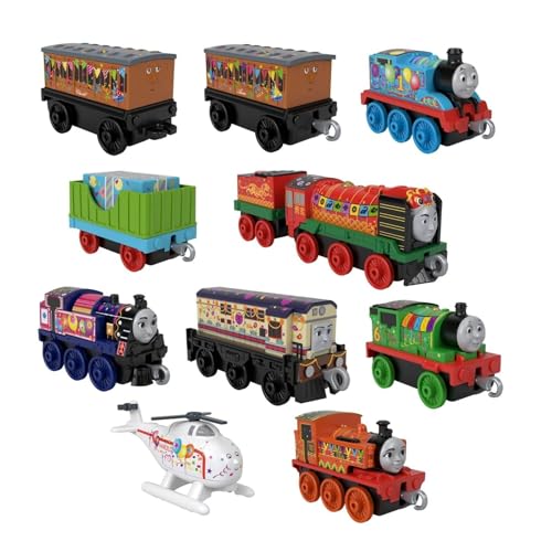 Thomas and Friends Spielset mit 10 Lokomotiven aus Metall – Zug für Kinder von 8 bis 14 cm – Feiern mit Thomas GRG41, mehrfarbig von THOMAS & FRIENDS