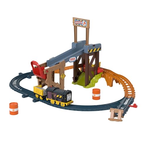 Thomas & Friends batteriebetriebenes Spielzeugeisenbahn-Set Diesels Baustellen-Set mit Schienen und Fracht für Kindergartenkinder ab 3 Jahren, JBW20 von THOMAS & FRIENDS