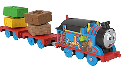 Thomas & Friends Spielzeug-Zug, Wackelfracht, Thomas, motorisierter Motor mit 2 Frachtautos, für Vorschul-Eisenbahn-Spiele, ab 3 Jahren von THOMAS & FRIENDS