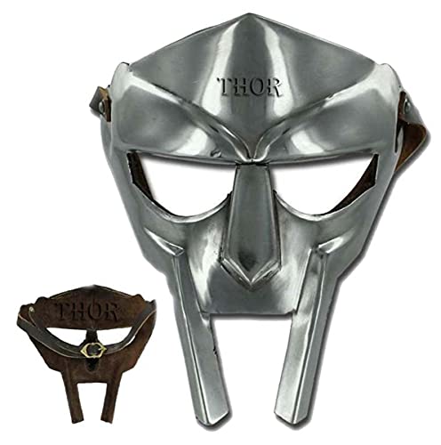 MF Doom Mad-Villain Gladiator Gesichtsmaske Helm Mittelalter Handgeschmiedet Rüstung Helm Halloween Dekorationen Kostüme von THOR INSTRUMENTS