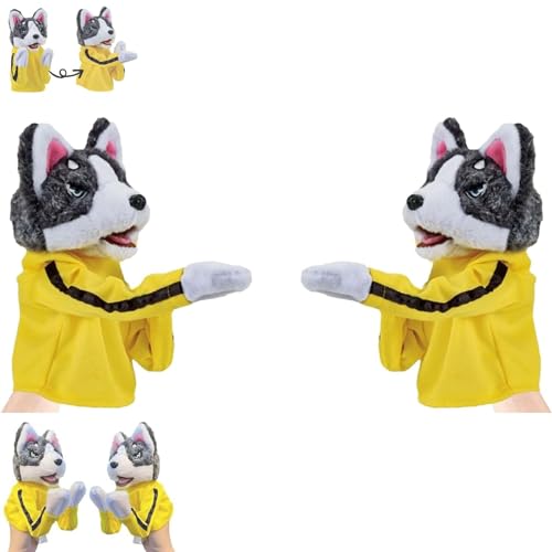Kung Fu Animal Toy Husky Gloves Doll Children's Game Plush Toys, Stuffed Hand Puppet Dog Action Toy That Makes Sounds, Boxing Husky Interactive Tricky Toy Gift for Kids (2Pcs) von THQERAER