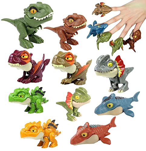 10 Stück Fingerbeißer Dinosaurier Spielzeug, Fingerbeißer Tyrannosaurus Rex Dinosaurier Spielzeug Handspielzeug Finger Dino Spielzeug Dinosaurier Fingerpuppen Training Der Handmuskulatur (Color : B) von THUCHENYUC