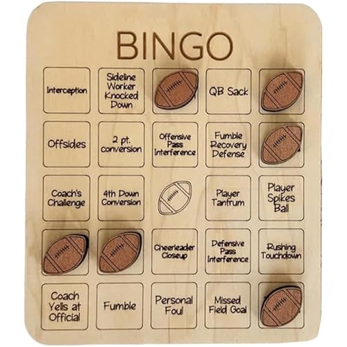 THUCHENYUC Ball-Bingo-Spiel, Fußballspiel Hölzernes Fußball-Bingo-Spiel Tic-Tac-Toe-Brettspiel Sport-Bingo-Karten for Sportliebhaber Und Familienspaß(1pcs) von THUCHENYUC