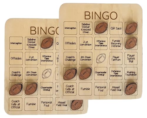 THUCHENYUC Ball-Bingo-Spiel, Fußballspiel Hölzernes Fußball-Bingo-Spiel Tic-Tac-Toe-Brettspiel Sport-Bingo-Karten for Sportliebhaber Und Familienspaß(2pcs) von THUCHENYUC