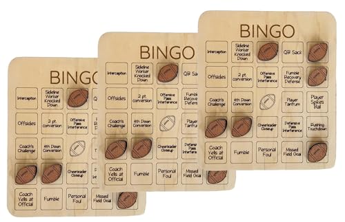 THUCHENYUC Ball-Bingo-Spiel, Fußballspiel Hölzernes Fußball-Bingo-Spiel Tic-Tac-Toe-Brettspiel Sport-Bingo-Karten for Sportliebhaber Und Familienspaß(3pcs) von THUCHENYUC