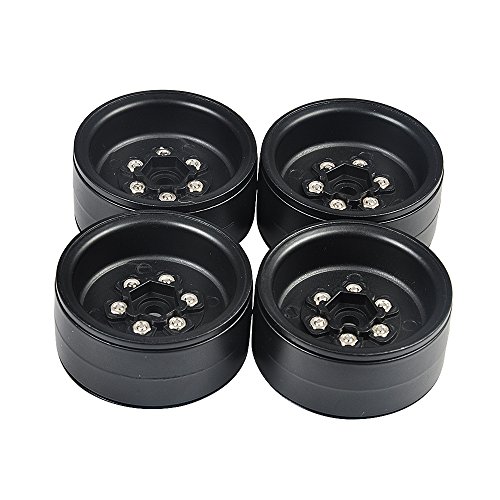 TIAJTHYD 4Pcs Heavy Duty Aluminum Alloy 1.9 inch Beadlock Wheel Rims Hubs for Axial SCX10 CC01 D90 1/10 RC Car Truck Model(Black 4PCS) von TIAJTHYD