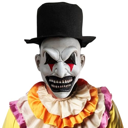 Gruselige Clown Maske Crazy Joker Cosplay Maske Evil Grusel Maske Realistische Killer Clown Latexmaske Gruselige Vollkopfmaske Halloween Kostüm Requisiten Gesichtsmaske für Erwachsene Kinderfür von TIANHOO