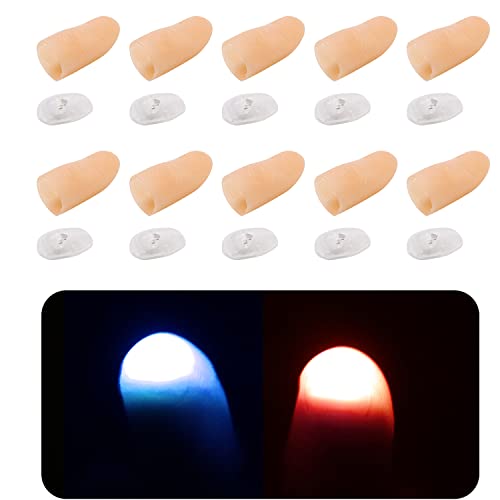 10 magische Daumenlichter, leuchtende Fingerlichter, Spielzeug-Fingerabdeckungen, magische Requisiten, gefälschte Fingerlichter, für Zaubershows, Partys, Jubel usw. (rotes Licht, blaues Licht) von TIANNAIT