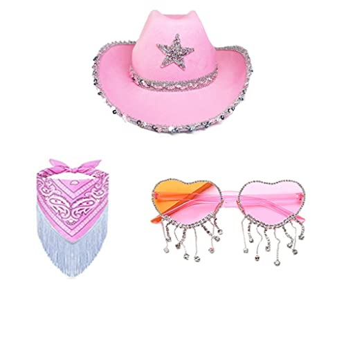 TIANQUXNGI CowboyHut, Brille, BandanaSet, Junggesellinnenabschied, Bandana, Brautparty, Hut, Junggesellinnenabschied, Cowgirl-Brille, Brautparty von TIANQUXNGI