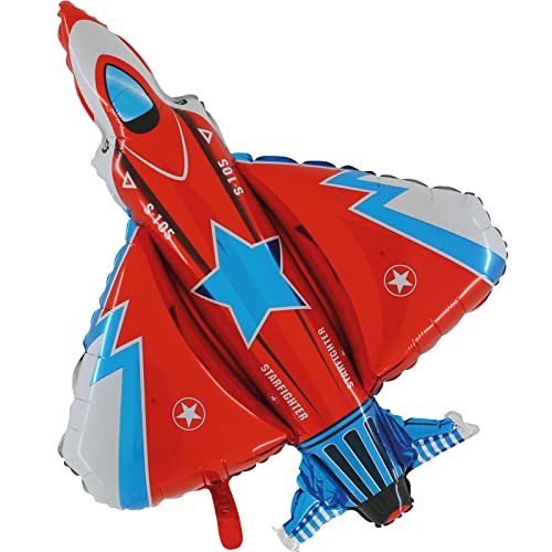 XL Folienballon * STARFIGHTER * als Deko für Kindergeburtstag und Flugzeug-Party | 78cm | für Luft und Helium | Düsenjet Kinder Geburtstag Ballon Dekoration Folienballons von TIB Heyne