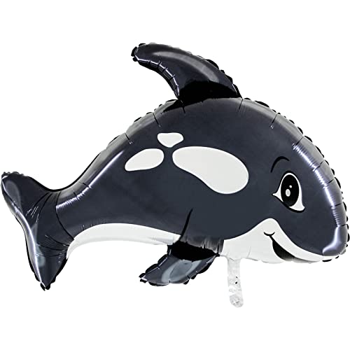 XL Folienballon * SÜSSER ORCA * als Deko für Kindergeburtstag und Meerestiere-Party | 78cm | für Luft und Helium | Killerwal Wal Walfisch Kinder Geburtstag Ballon Dekoration Folienballons von TIB Heyne