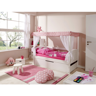 TiCAA Himmelbett Mini mit Zusatzbett Stern Rosa von TICAA