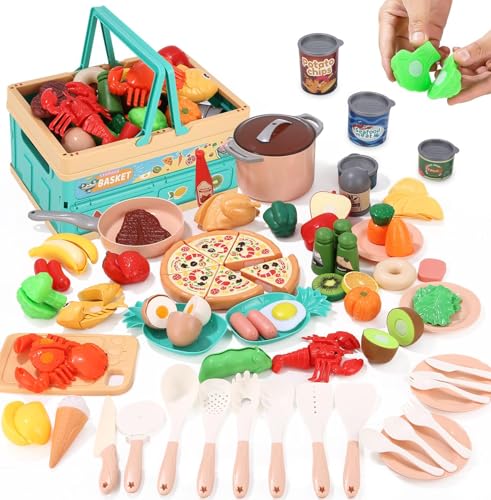 TIDEVAN Kinderküche Zubehör,Matschküche Kinder Outdoor Spielküche Zubehör,Kaufmannsladen Zubehör,Schneiden Spielen Lebensmittel Spielzeug ab 3 Jahre,Rollenspiele Matschküche Kaufladen Zubehör von TIDEVAN