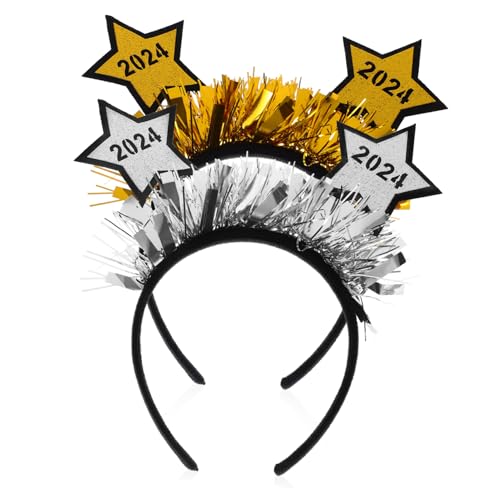 TIDTALEO 2 -Stirnbänder neues jahr haarband Haarschmuck turban hijab Stirnbänder aus Stoff Frohes neues Stirnband Erwachsener Kopfbedeckung Pailletten Urlaubsartikel Latte-Kunst Plastik von TIDTALEO