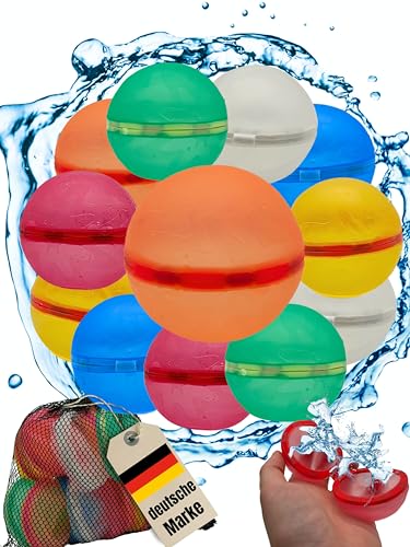 TIDYHIVE - 12 Stück wiederverwendbare Wasserbomben inkl. Netzbeutel - Wasserball - Gartenspielzeug - Wasserspielzeug Kinder - Wasserbomben wiederverwendbar - Pool Spielzeug von TIDYHIVE