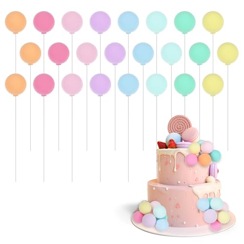 TIESOME 24 Stück Tortendeko Kugeln, Regenbogen Tortendeko Mini Luftballons Cupcake Deko für Geburtstag Hochzeit Babyparty Jahrestag Party Deko(Farbe 1) von TIESOME