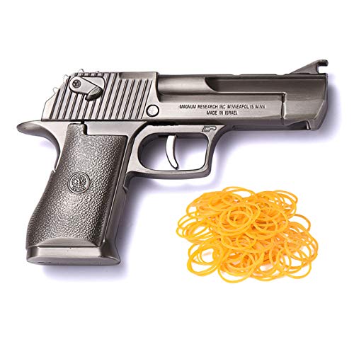 TIETHEKNOT Gummibandpistole Faltbare Last 12 Gummibänder jedes Mal Metall Exquisite Desert Eagle Pistolenform 100 Gummibänder pro Set (Braun) von TIETHEKNOT