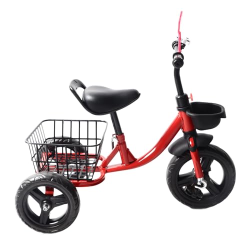 Kleinkind-Dreirad, Triciclos para Niñas De 3 Años A 6 Kleinkind-Dreirad mit Pedalaufbewahrungskorb Outdoor-Kinderdreirad Metall-Polyurethan für 1–6-jährige Jungen und Mädchen von TIKATARER