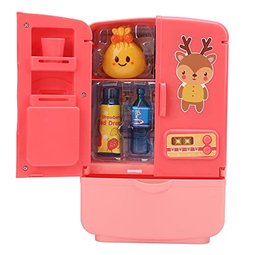 Mini-Kühlschrank-Spielzeug, Simulation, Intelligenter Kühlschrank, Küchenspielzeug-Set, Doppeltür-Küchenspielzeug-Set, Kinderspielhaus-Spielzeug (PINK) von TIKATARER