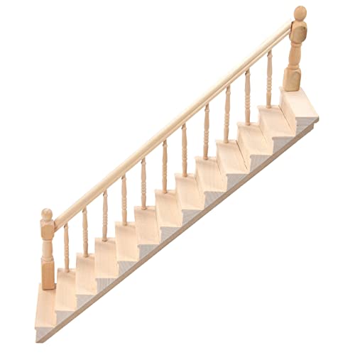 Miniaturmöbel, Treppenhaus Im Maßstab 1:12 mit Treppe aus Birkenmaterial Zum Aufhängen an der Wand mit Einer Höhe von 22–25 cm (Linke Armlehne) von TIKATARER