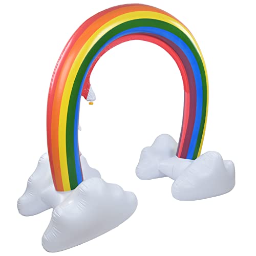 Regenbogensprinkler, Sprinkler für, Zusammenklappbar, Dickes PVC, Buntes Bogenbrückenspielzeug, Regenbogenbogen, Aufblasbarer Wolkensprinkler, Wasserpark-Spielzeug, Spiele von TIKATARER