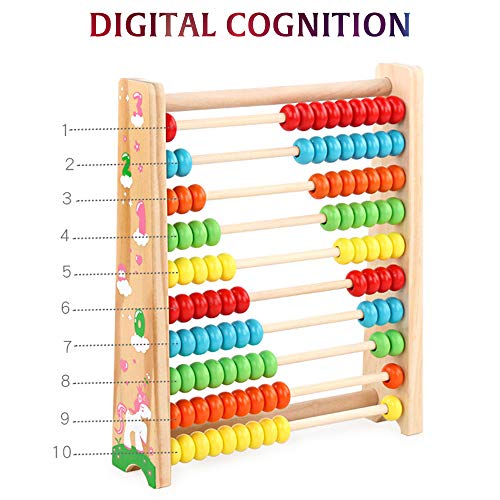 TIKATARER Abakus, Zahlenzähler aus Holz für, Abakus für, Mathe-Mathe-Zählspielzeug aus Holzperlen und Rack-Zählspielzeug für den Heimunterricht oder die Frühkindliche Entwicklung von TIKATARER