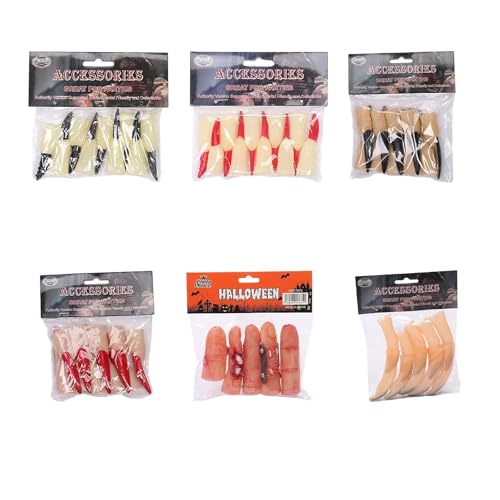 TIKATARER Gefälschter Finger, 10pcs Halloween Fake Fingers Set Fake Gruselige Gruselige Hexen Nägel Halloween Requisiten für Cosplay -Party -Streichspiele TIKATARER Gefälschter Finger, 10pcs Halloween Fake Fingers Set Fake Gruselige Gruselige Hexen Nägel Halloween Requisiten für Cosplay -Party -Streichspiele von TIKATARER