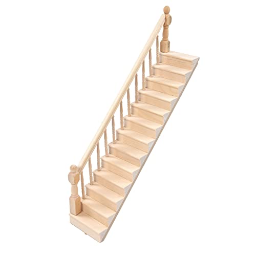 TIKATARER Miniaturmöbel, Treppenhaus Im Maßstab 1:12 mit Treppe aus Birkenmaterial Zum Aufhängen an der Wand mit Einer Höhe von 22–25 cm (Linke Armlehne) von TIKATARER