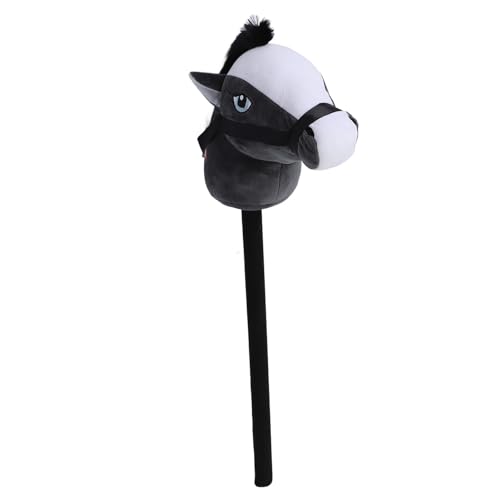 TIKATARER Stick Horse, Hobby Horse Stick Toy Horse Stick Toy 70 cm Plüsch und PVC Cartoon Simulierter Plüsch Handgefertigtes Hobby Horse (Black) von TIKATARER