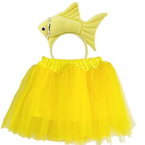 TIKSON 2 Stück Fisch Goldfisch Marine Leben Meerestier Kostüm Stirnband und Tutu für Halloween Dress Up Gelb von TIKSON