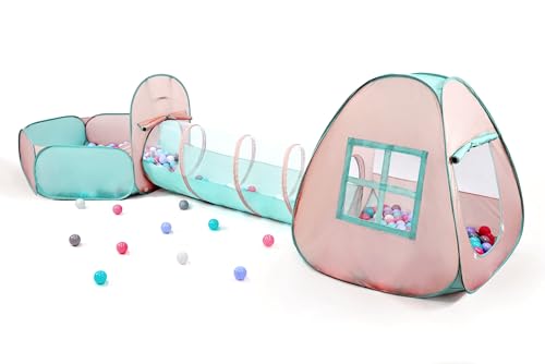 3 in 1 Pop Up Kids Play Tent with Tunnel and Ball Pit for Kids, Boys, Girls, Babies and Toddlers, Indoor/Outdoor Playhouse,Orange Pink/Light Green 3 in 1 Pop Up Kids Play Tent with Tunnel and Ball Pit for Kids, Boys, Girls, Babies and Toddlers, Indoor/Outdoor Playhouse,Orange Pink/Light Green von TIKTENT