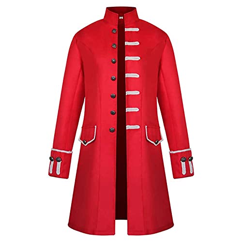 Halloween Herren Jacke Print Oberteile Für Männer Gehrock Oberteile Mittelalter Smoking Atmungsaktiver Party Oberbekleidung Steampunk Unterteile Fasching Halloween Kostüm Kostüm-Outfits（2-Red，3XL） von TIMELYE