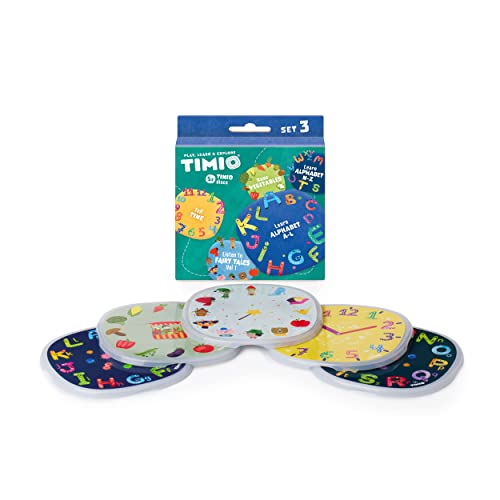 TIMIO Disc Set # 3: 5 Audio Discs for The TIMIO Player | Learn 12 Fairy Tales Vol. 1, The Time, Vegetables, Alphabet A-L, Alphabet M-Z | 8 Languages Included | Learning Toy from 2 - 6 Years von TIMIO