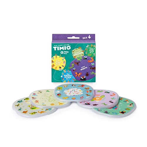 TIMIO Disc Set # 4: 5 Audio Discs for the TIMIO Player | Learn 96 Nursery Rhymes Vol. 3, 12 Fairy Tales Vol.2, 12 Fairy Tales Vol. 3, Dinosaurs, Small Insects | 8 Languages included | From 2 - 6 years von TIMIO