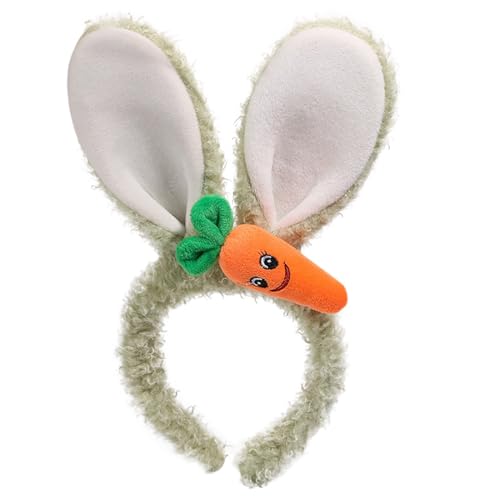 Plüsch Häschenohren Stirnband 1 Stück Hasenohr Zubehör Ostergeschenk Ostern Cosplay Party Kostüm Kaninchen Ohren Stirnband Osterhasen Hüte Kostüm Bunny Ear Haarband Haarbänder (Green, One Size) von TIMIYUYU